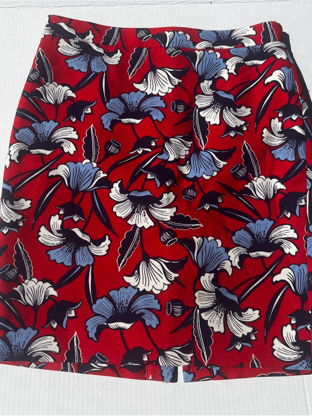 J.Crew Women's Red, White & Blue Floral Lined A-Line Pencil Skirt 6